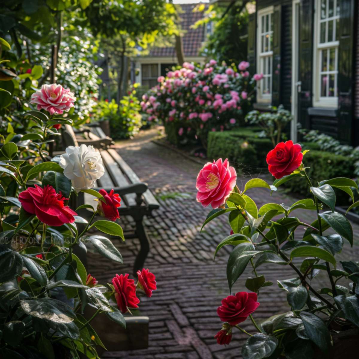 Camellia Japonica - Mix van 6 - Rozen - Rood, wit, roze