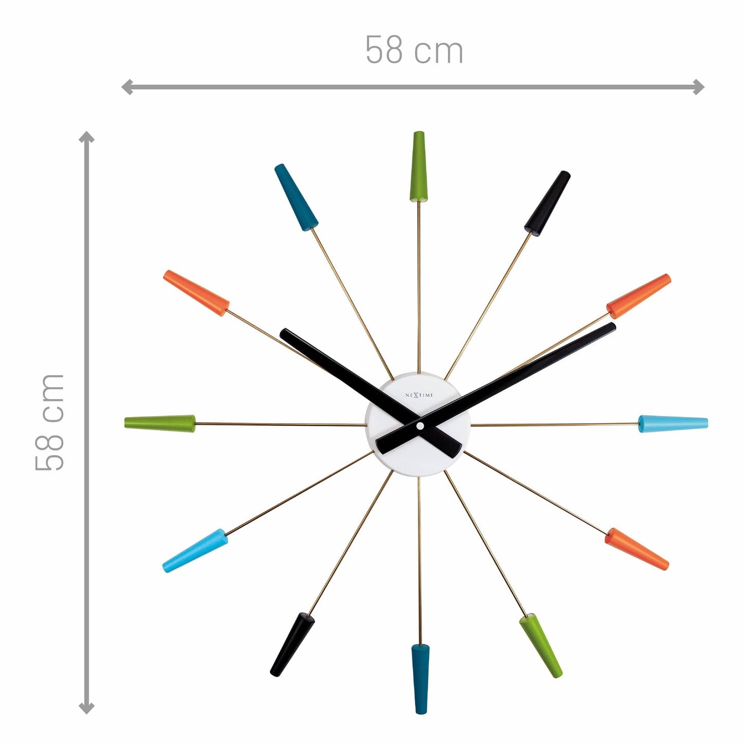 Silent Wall clock - Vintage - 58cm - Stainless Steel - 'Plug Inn'