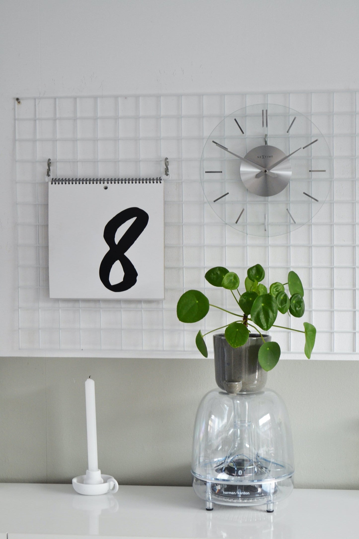 Wall clock -  26 cm - Aluminum - Glass - 'Stripe'