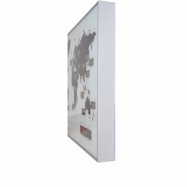 NeXtime wall clock with glass and aluminum, 55x36x4 cm, featuring world time digit display.