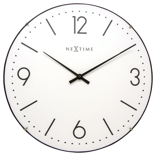 NeXtime Clocks Basic Dome wall clock with 35 cm diameter and dome glass front, modern design and clear clock face.