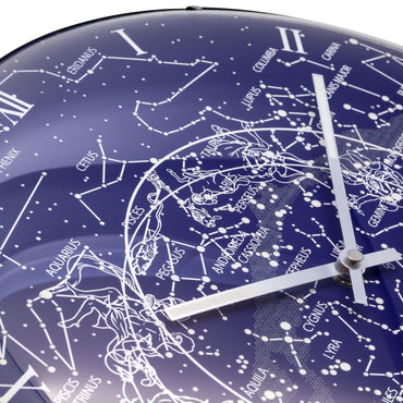 Wandklok van 35 cm van NeXtime Clocks met dome van glas, glow-in-the-dark 'Milky Way dome' met sterrenmotief.
