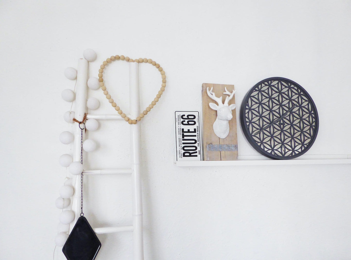 Wall clock -  50 cm - Wood/Mirror -  'Bella Mirror'