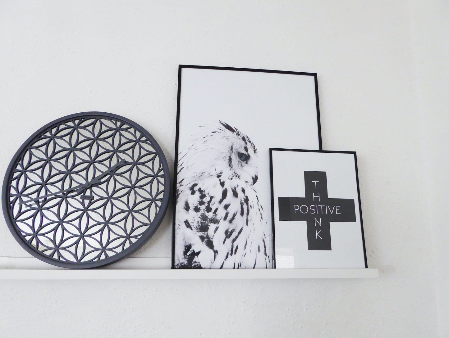 Wall clock -  50 cm - Wood/Mirror -  'Bella Mirror'