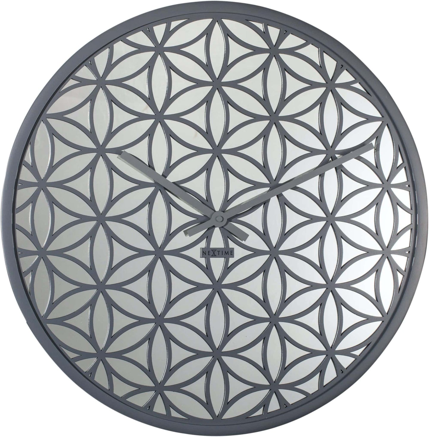 Wall clock -  50 cm - Wood/Mirror -  'Bella Mirror'