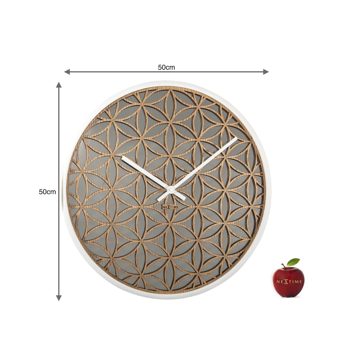 Wall clock -  50 cm - Wood/Mirror -  'Bella Mirror'