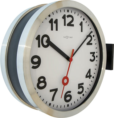 Wall clock -  36 cm - Aluminum/Glass - 'Station Double'