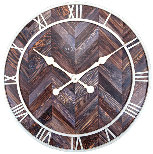 NeXtime Clocks Roman Vintage wall clock, 58cm with wood and metal design, featuring Roman numerals and classic style.