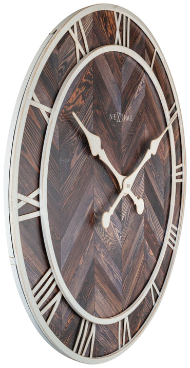 NeXtime Roman Vintage wall clock, 58cm with wood and metal design, showing a classic Roman numeral face.