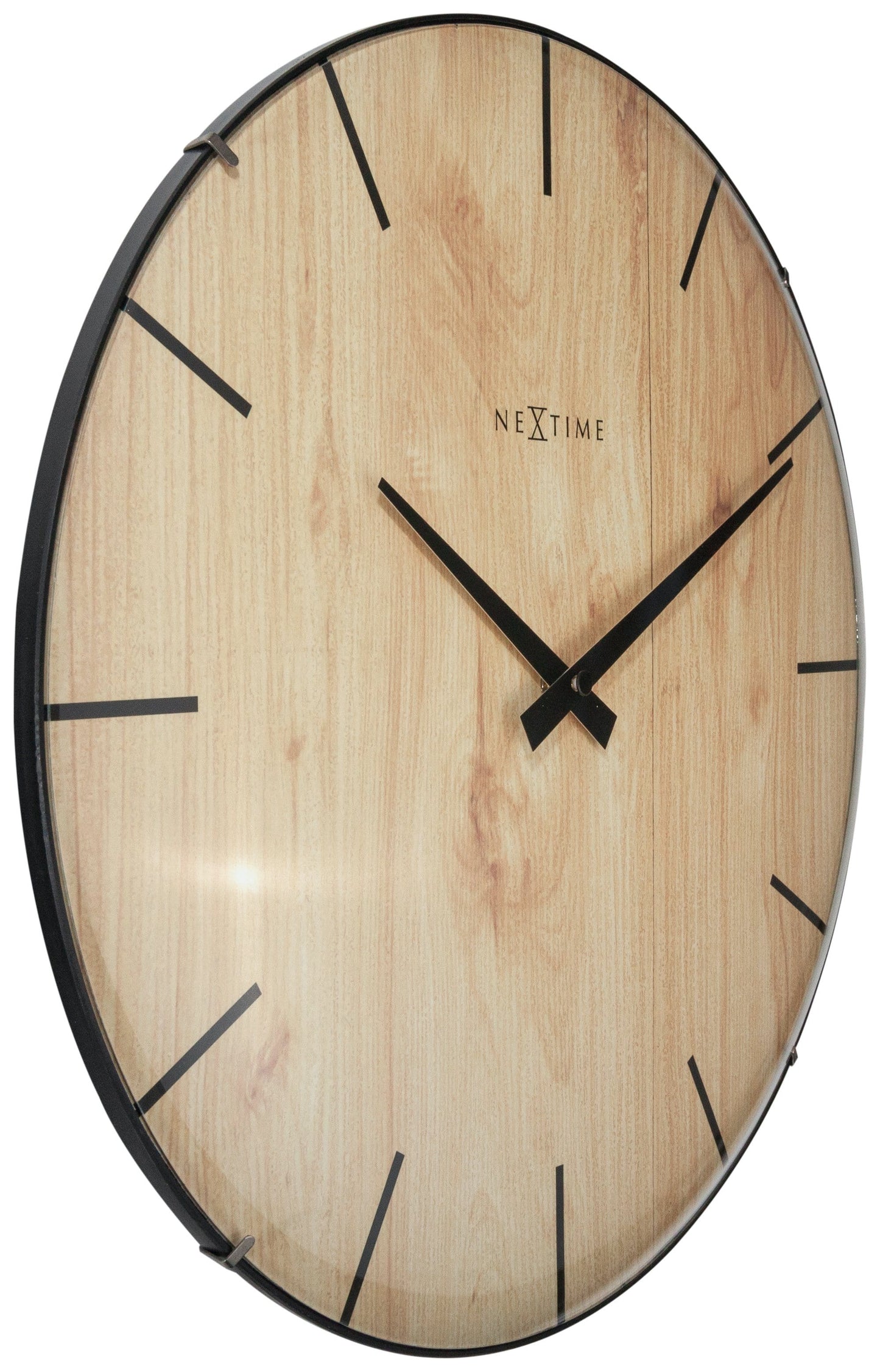 Wall clock -  35 cm - Dome Glass -  'Edge Wood Dome'
