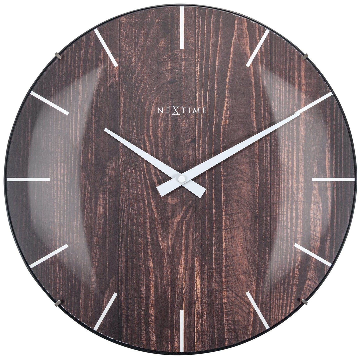 Wall clock -  35 cm - Dome Glass -  'Edge Wood Dome'