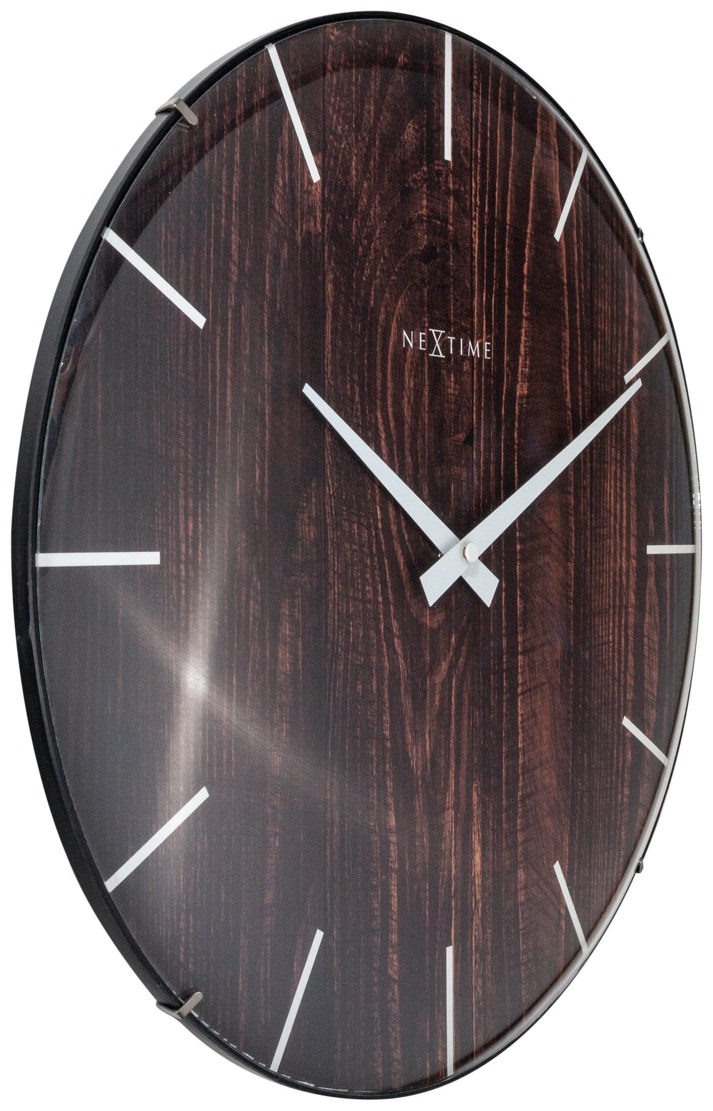 Wall clock -  35 cm - Dome Glass -  'Edge Wood Dome'