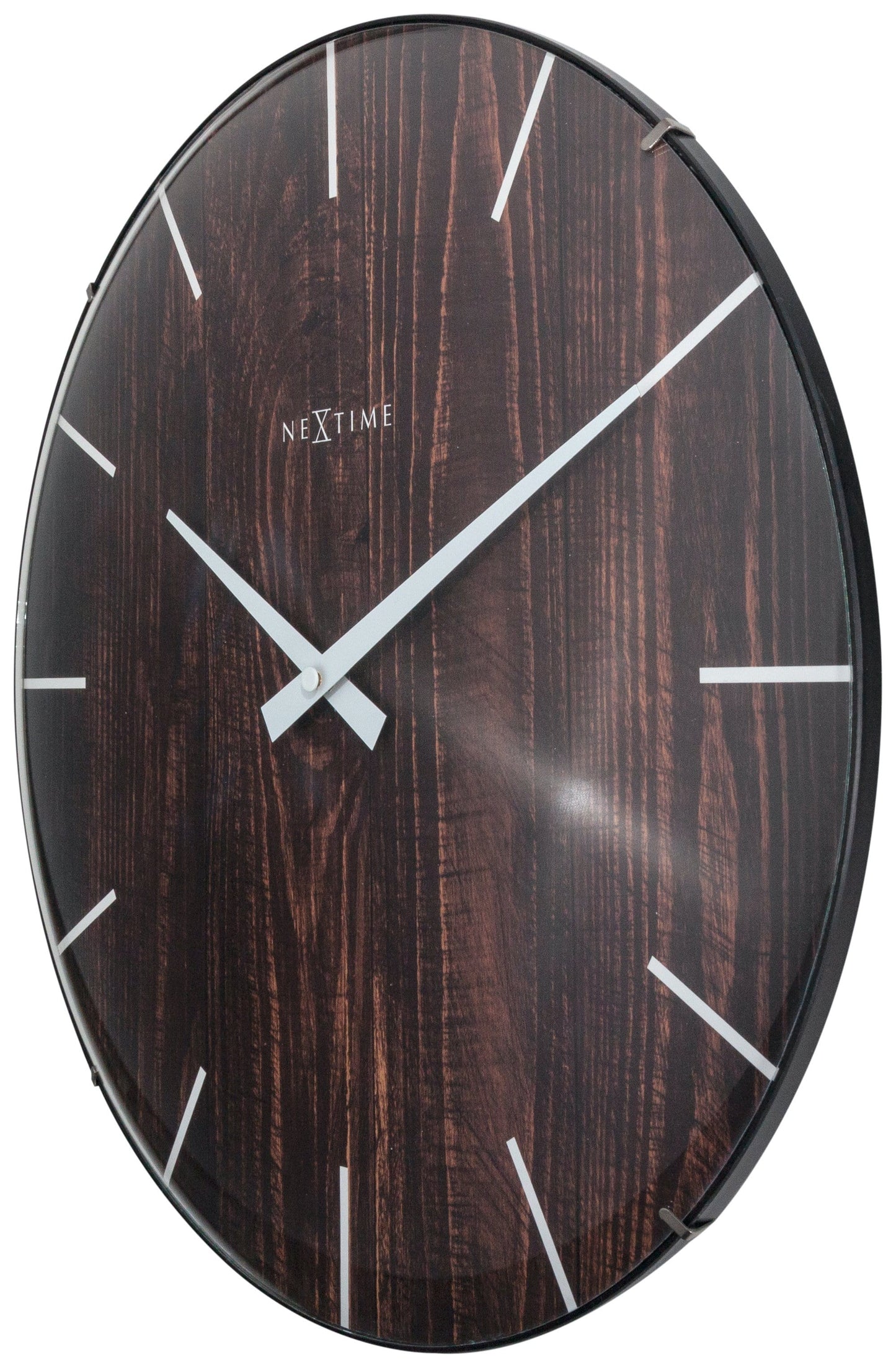 Wall clock -  35 cm - Dome Glass -  'Edge Wood Dome'