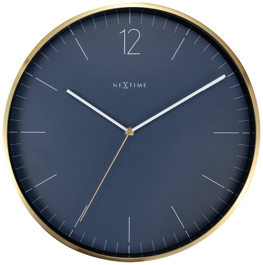 NeXtime Clocks vintage wall clock, 34 cm with glass and metal, featuring gold accents and classic design.