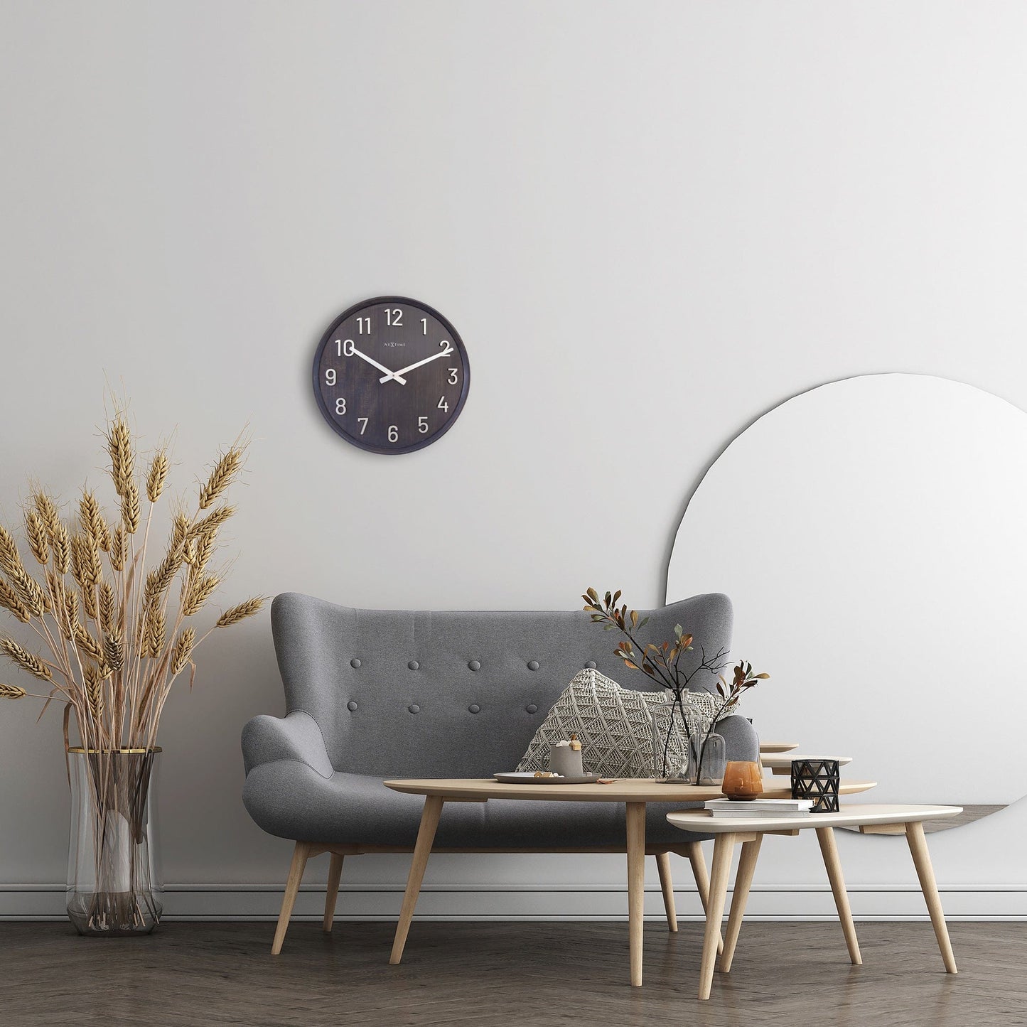 Large Wall clock 50cm - Silent - Wood/Metal - "Precious"