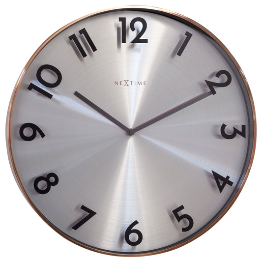 NeXtime Clocks Reflection wall clock, 40cm metal design, silent movement, front view showing sleek black finish and modern style.