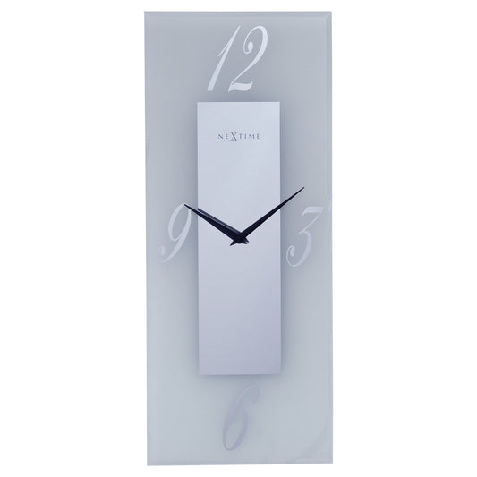 NeXtime wandklok 20x50cm met glazen frosted en spiegelafwerking, stille werking, ontwerp geïnspireerd door Dali.