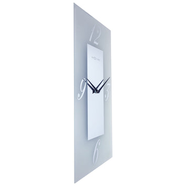 Wall clock 20x50cm - Silent - Glass - Frosted/Mirror - "Dali"