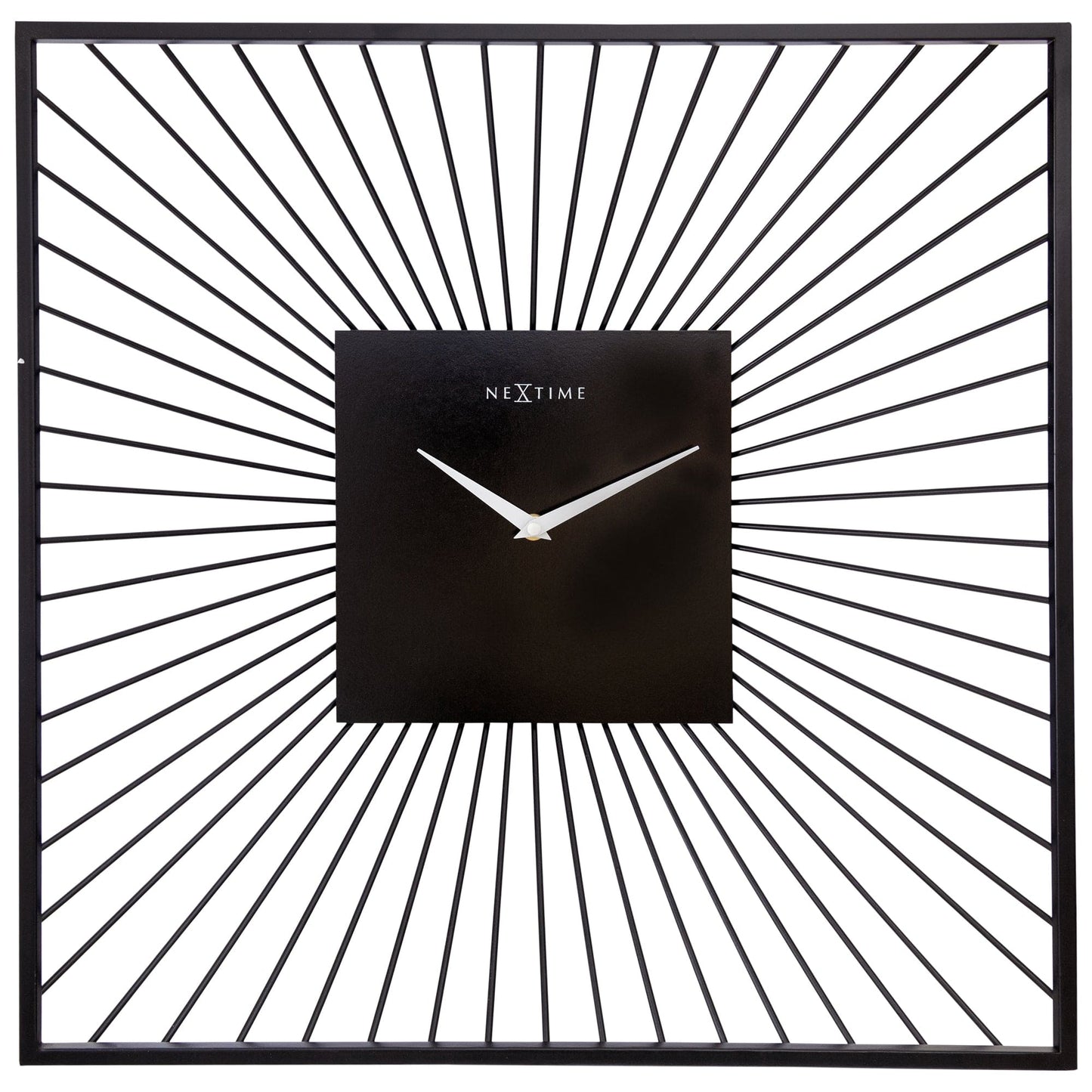 Wall Clock 45x45x15cm - Silent - Black - Metal - "Vasco Square"