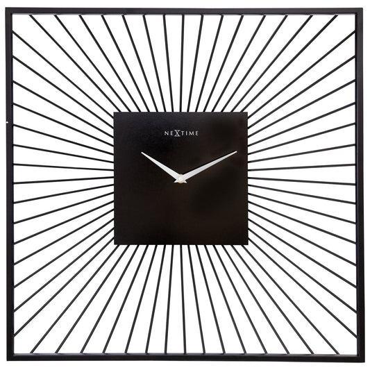 Wall Clock 45x45x15cm - Silent - Black - Metal - "Vasco Square"