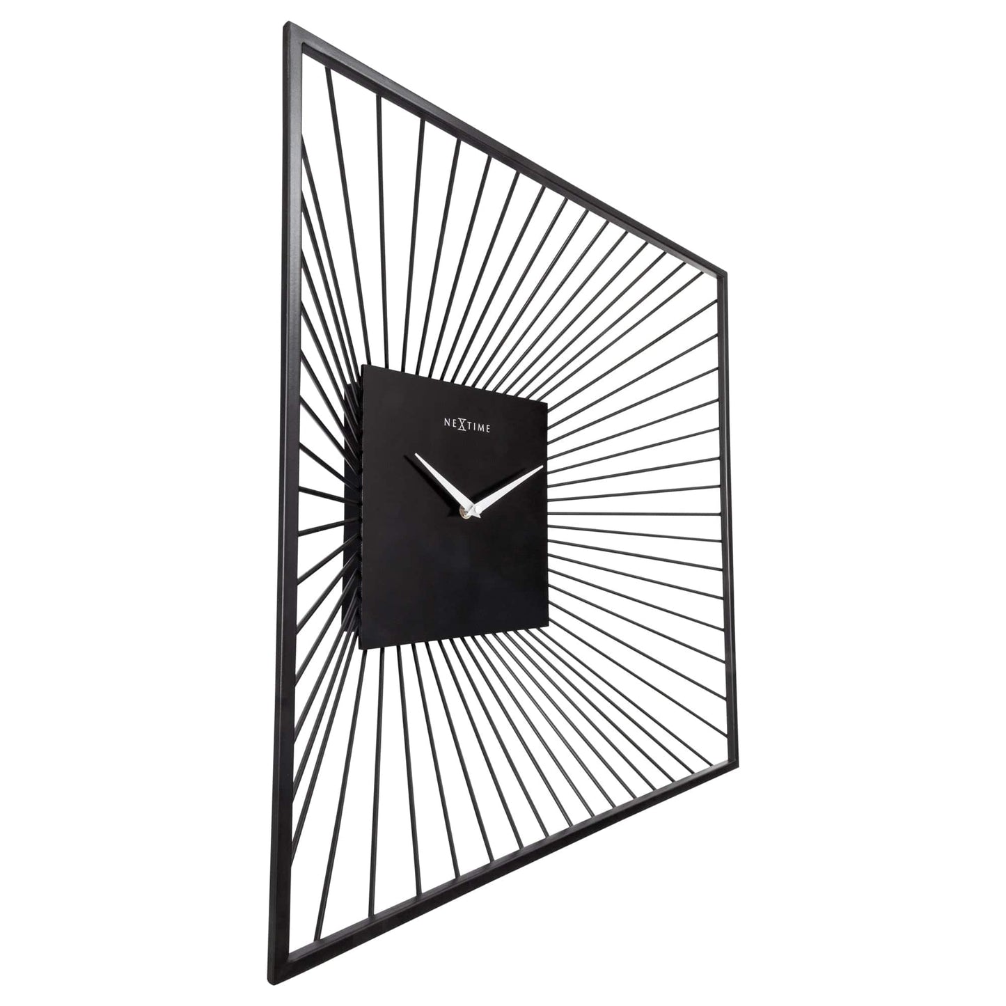 Wall Clock 45x45x15cm - Silent - Black - Metal - "Vasco Square"