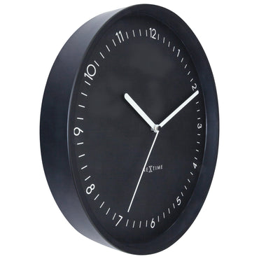 NeXtime Clocks Berlin wall clock, 30cm, silent aluminium design, shown from left side in image 3305ZW.