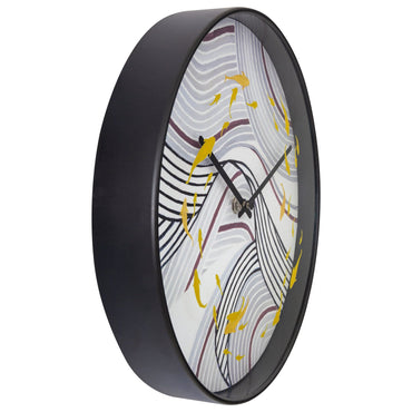 Grey NeXtime Koi wall clock, 30cm silent plastic clock with a modern design, featuring koi artwork on the face.