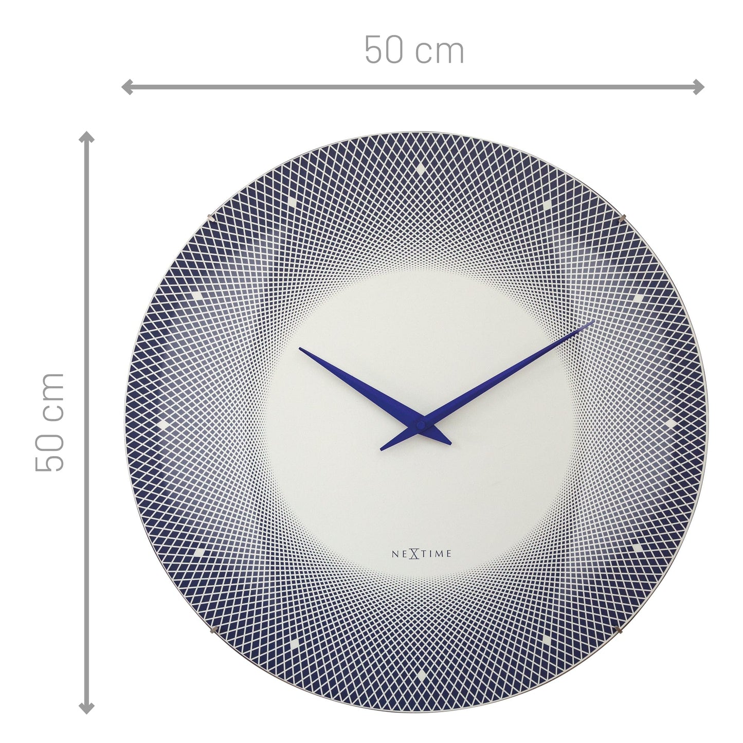 Large Wall Clock 50cm Domed Glass Lens - Silent - Glass - "Deep 50"