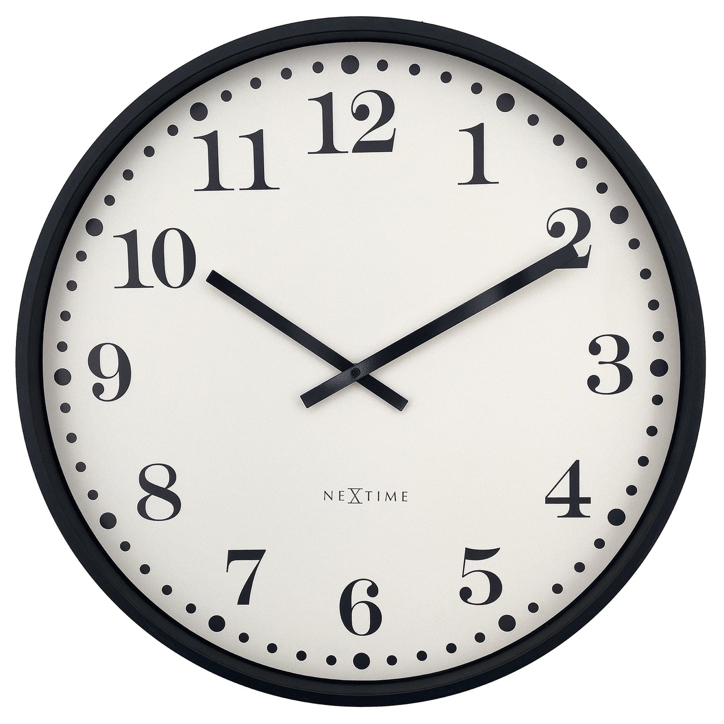 Wall clock 50cm-Silent-Black/White-Plastic-NeXtime 'Dickens Large'