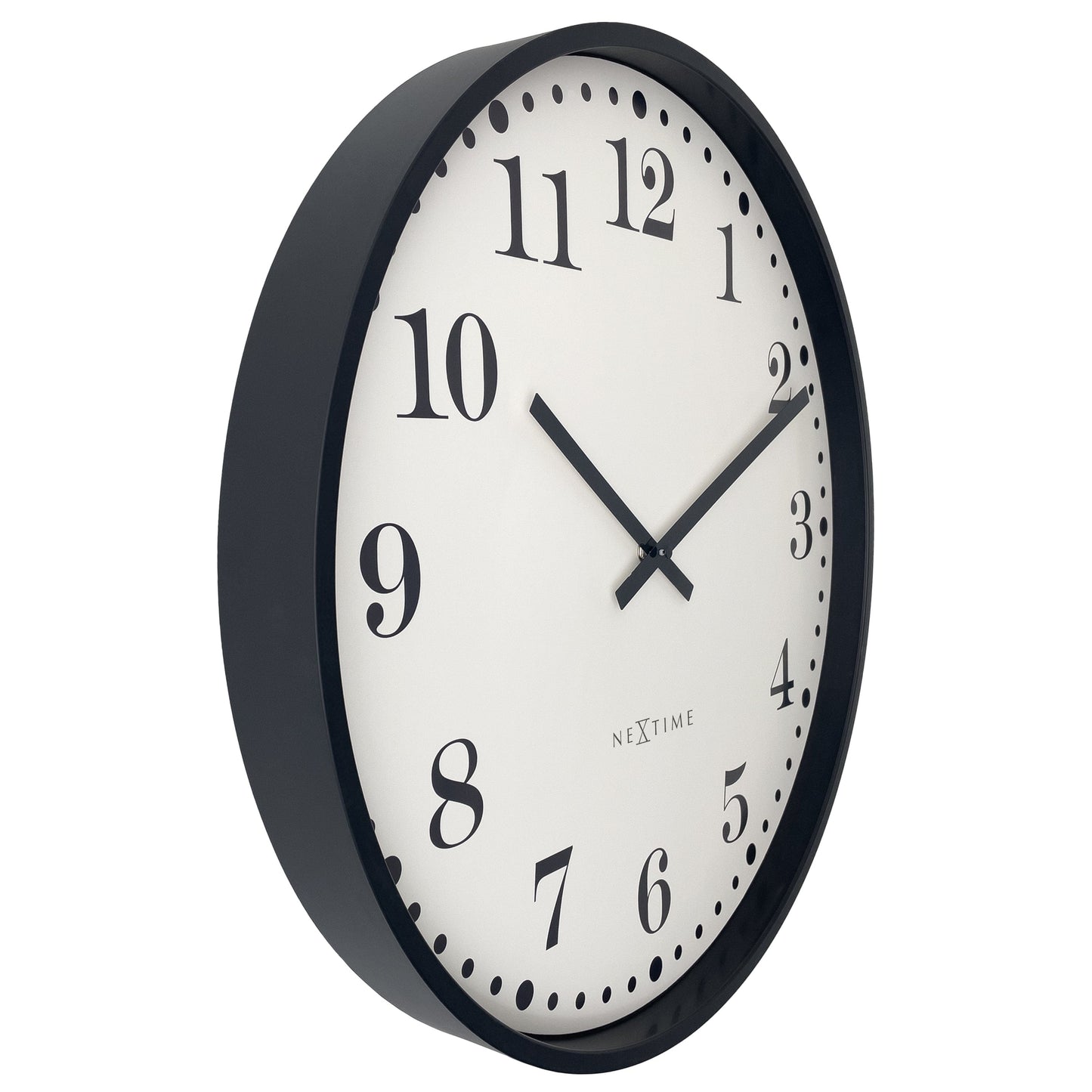 Wall clock 50cm-Silent-Black/White-Plastic-NeXtime 'Dickens Large'