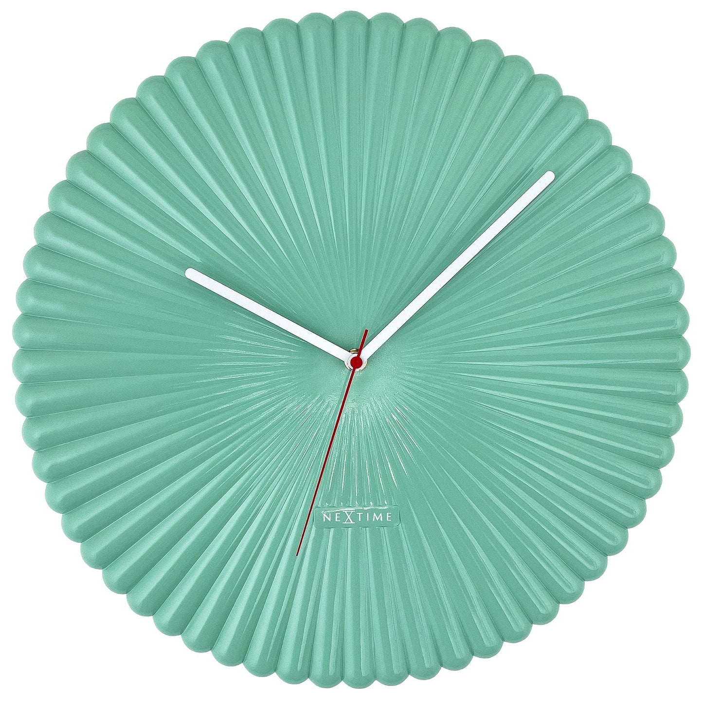 Wall clock 40cm-Silent-White/Green-Polyresin-NeXtime 'Mousse'