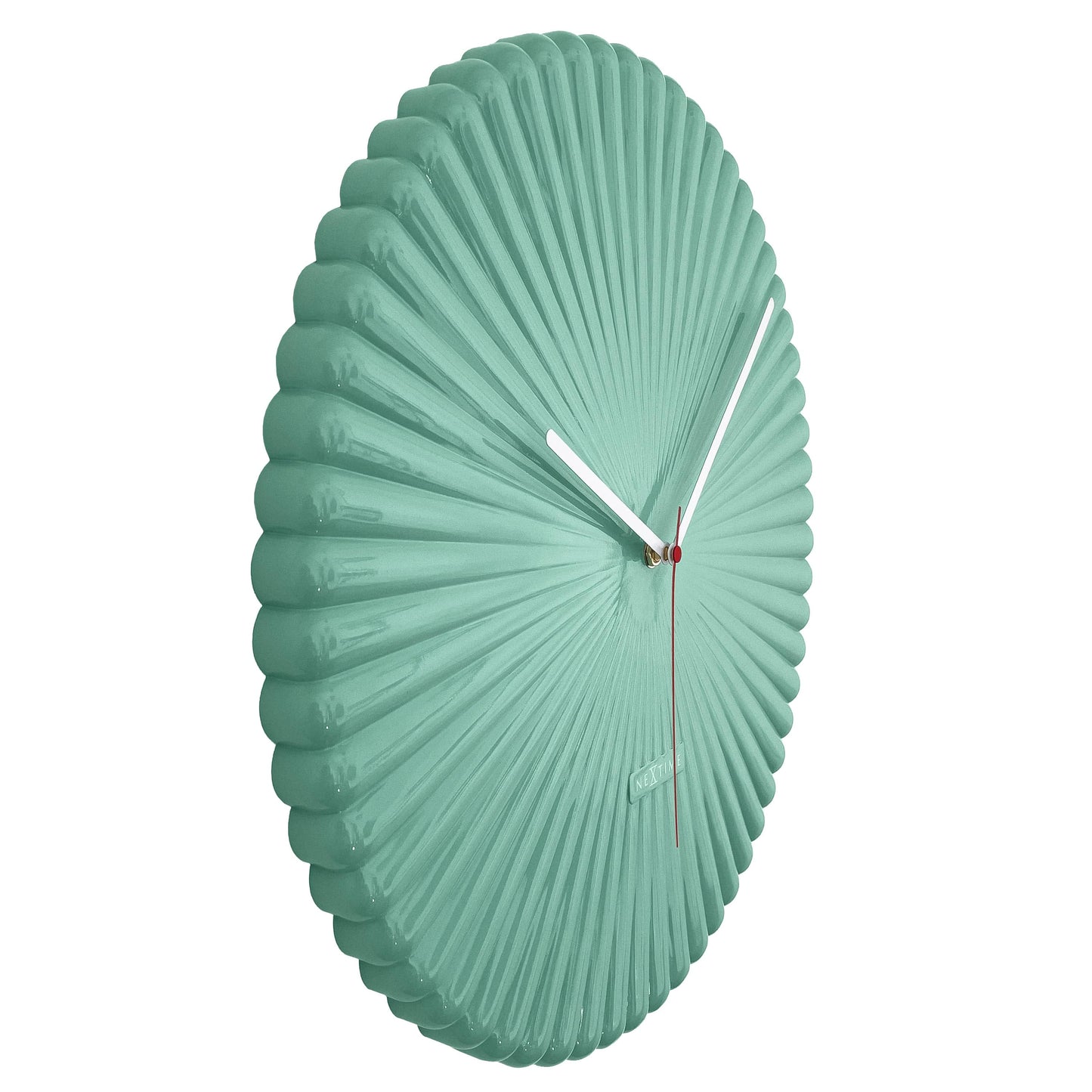 Wall clock 40cm-Silent-White/Green-Polyresin-NeXtime 'Mousse'