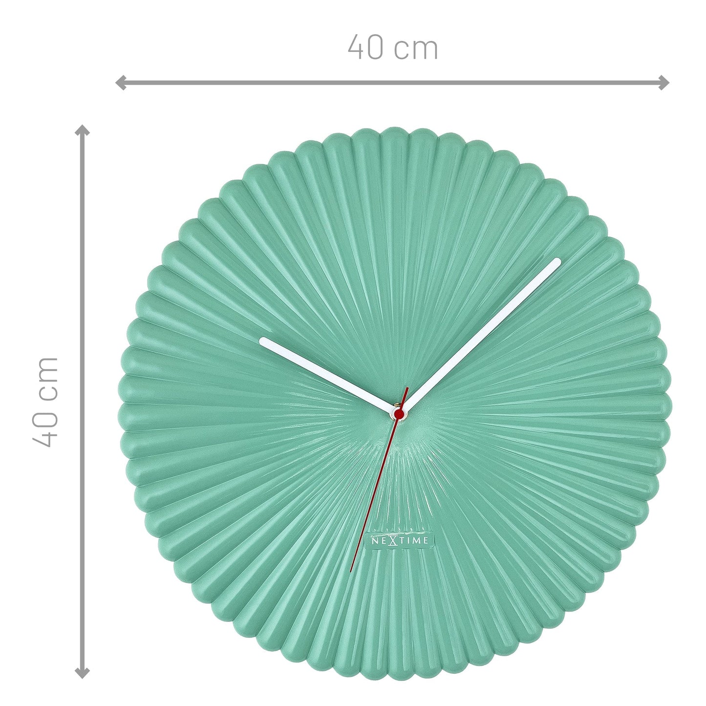 Wall clock 40cm-Silent-White/Green-Polyresin-NeXtime 'Mousse'