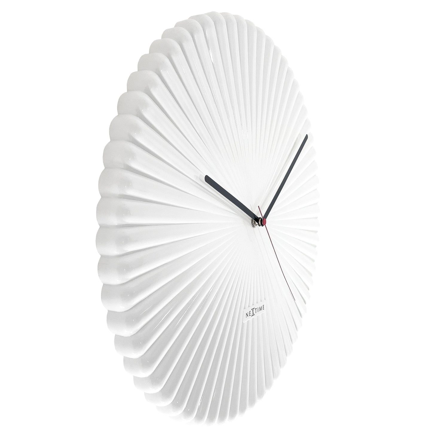 Wall clock 40cm-Silent-White/Green-Polyresin-NeXtime 'Mousse'