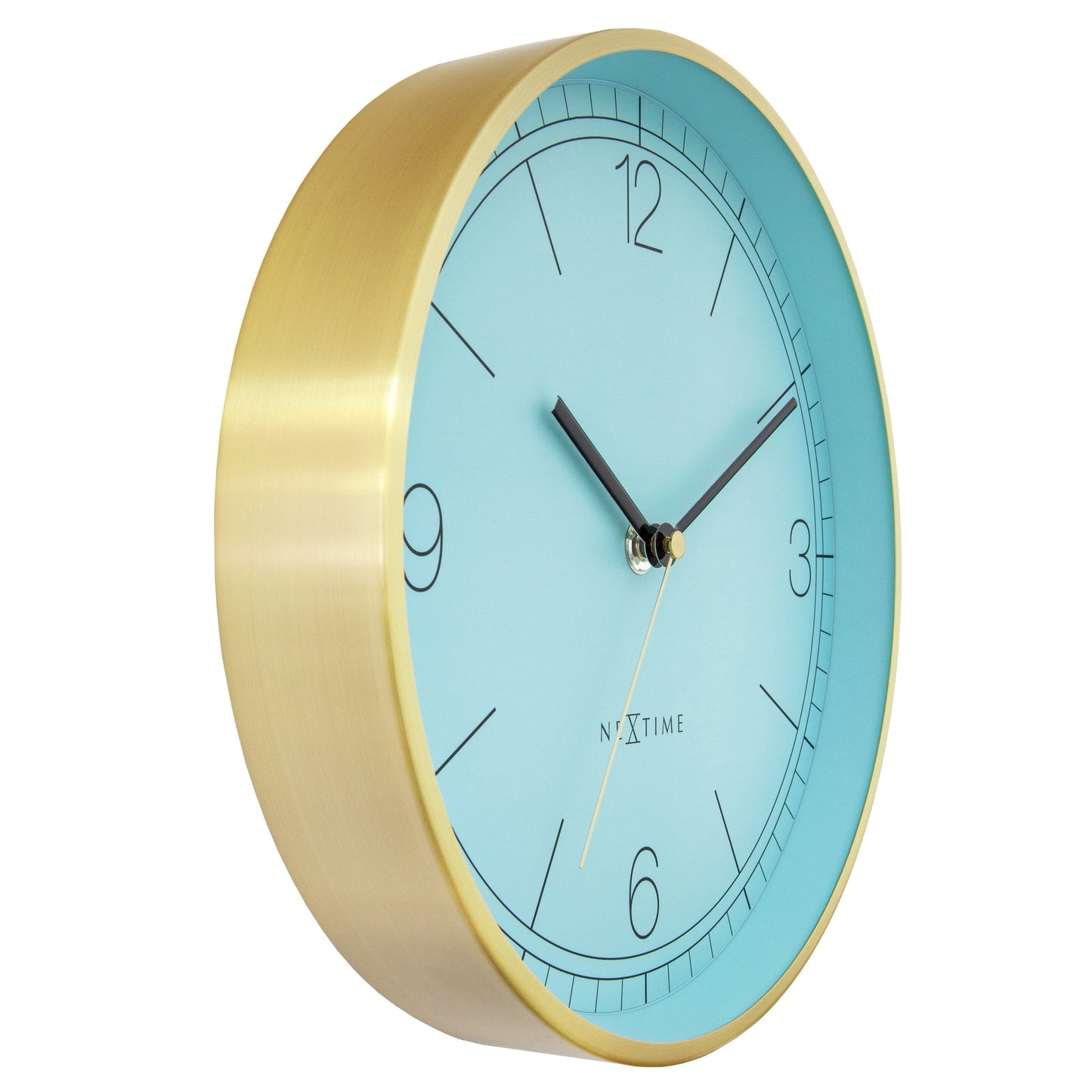 Wall clock 25cm-Silent-Green/Turquoise/White/Black-Metal-NeXtime 'Bolero'