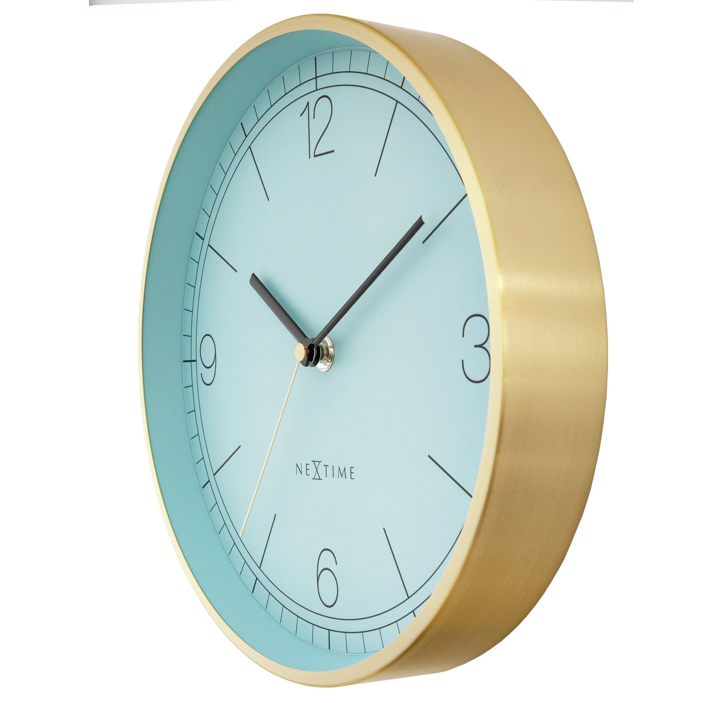 Wall clock 25cm-Silent-Green/Turquoise/White/Black-Metal-NeXtime 'Bolero'