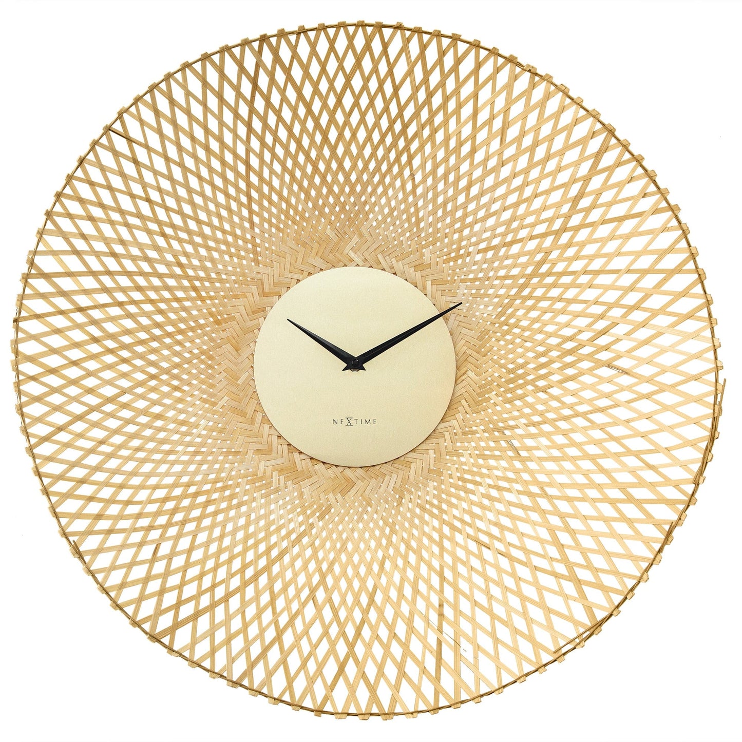 Wall clock 60cm-Silent-Brown/Black-Bamboo-NeXtime 'Vortex'
