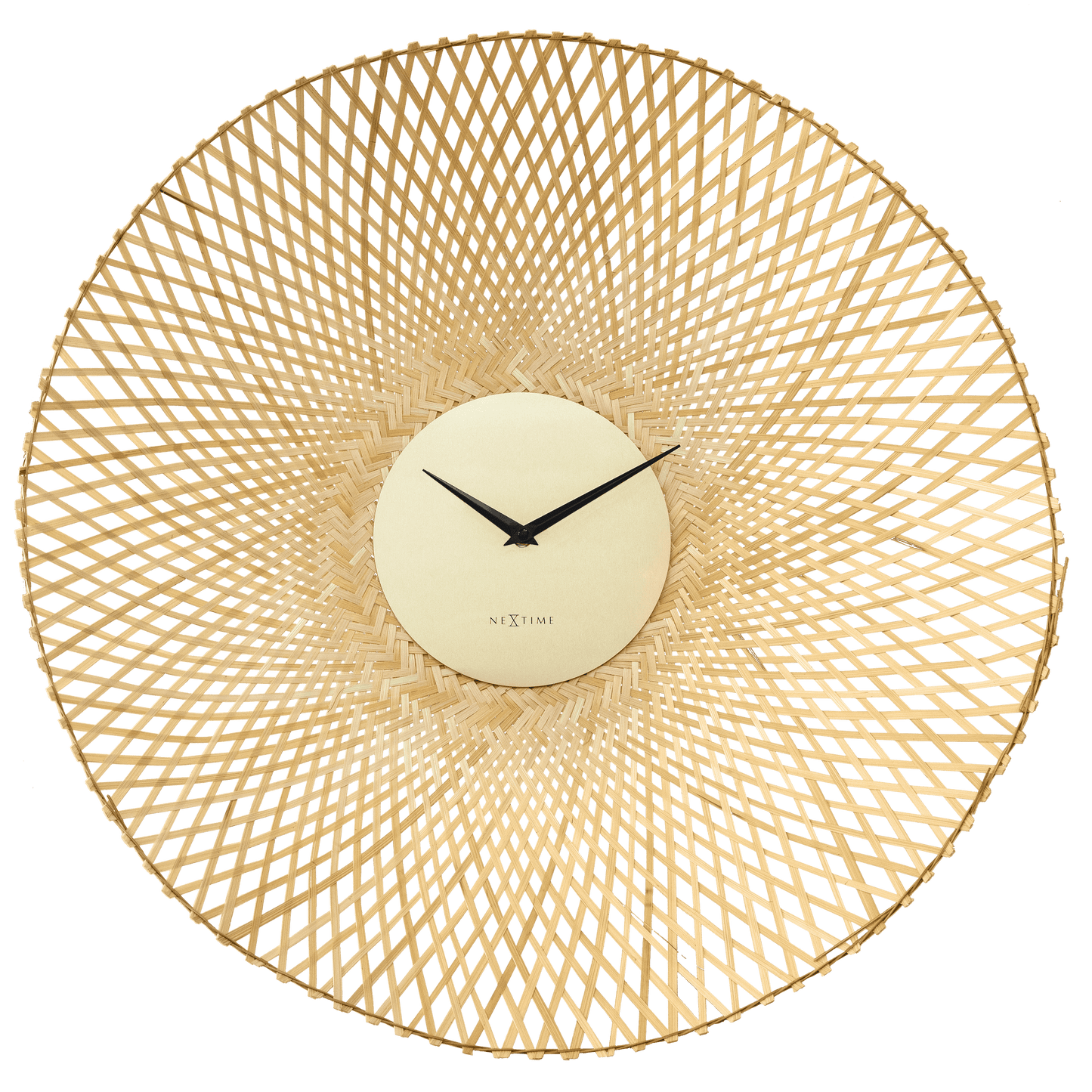 Wall clock 60cm-Silent-Brown/Black-Bamboo-NeXtime 'Vortex'