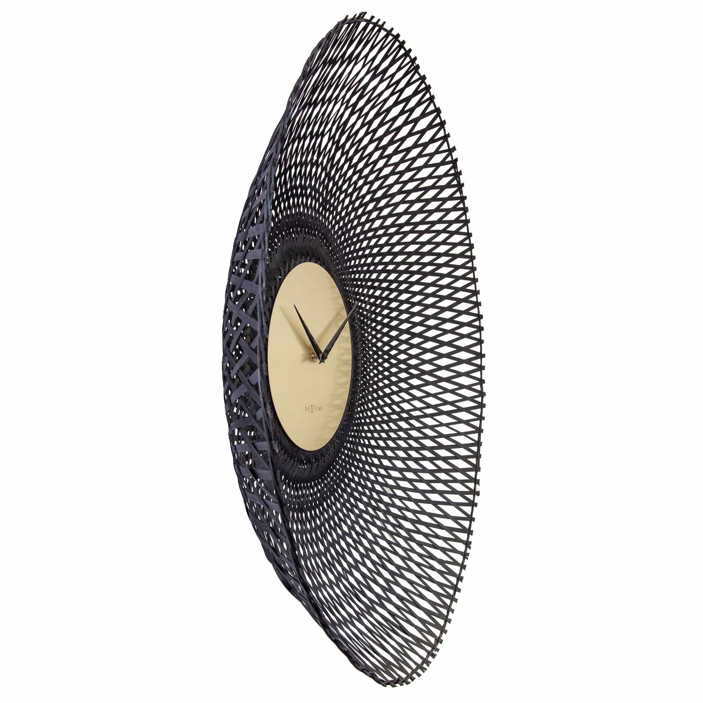 Wall clock 60cm-Silent-Brown/Black-Bamboo-NeXtime 'Vortex'