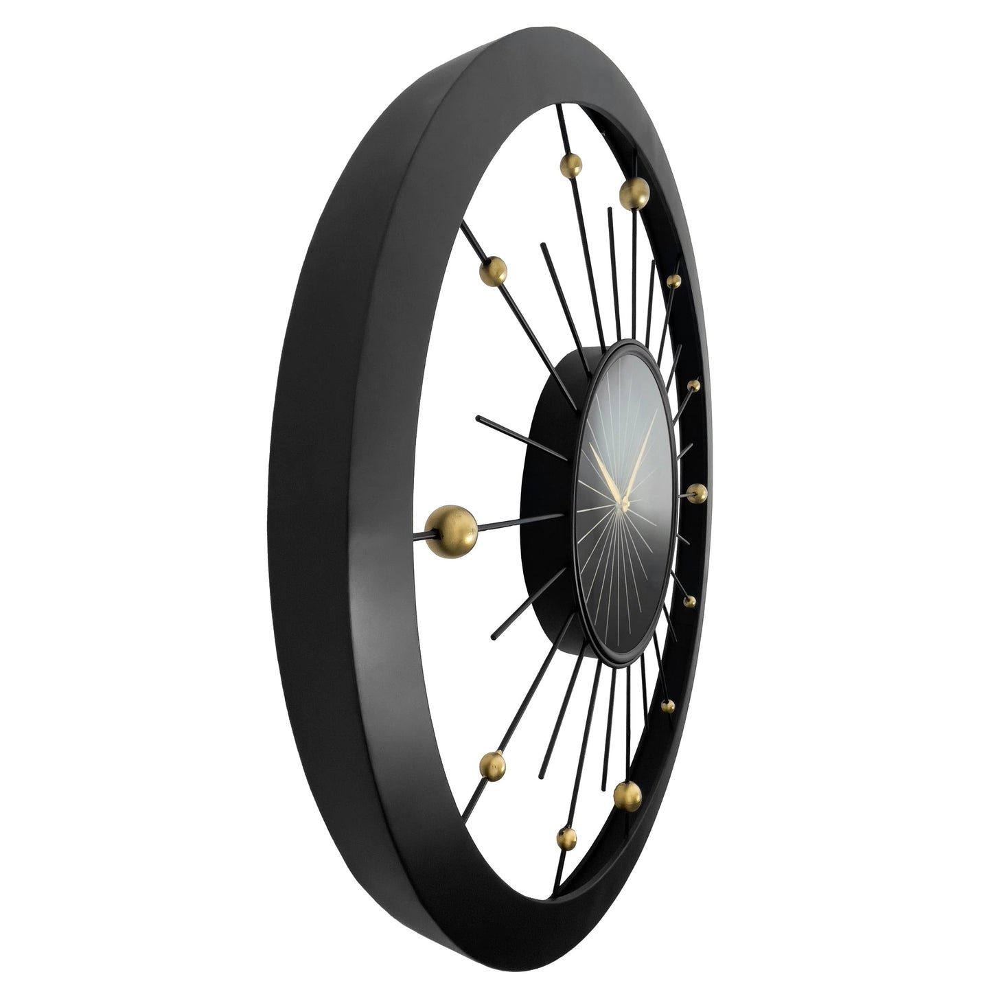 Wall clock 90cm-Silent-Black-Metal-NeXtime 'Orbit Large'
