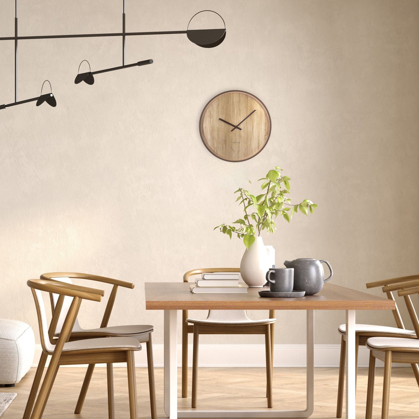 Wall clock 30cm-Silent-Dark Brown/Light Brown-Plastic-NeXtime 'Oslo'