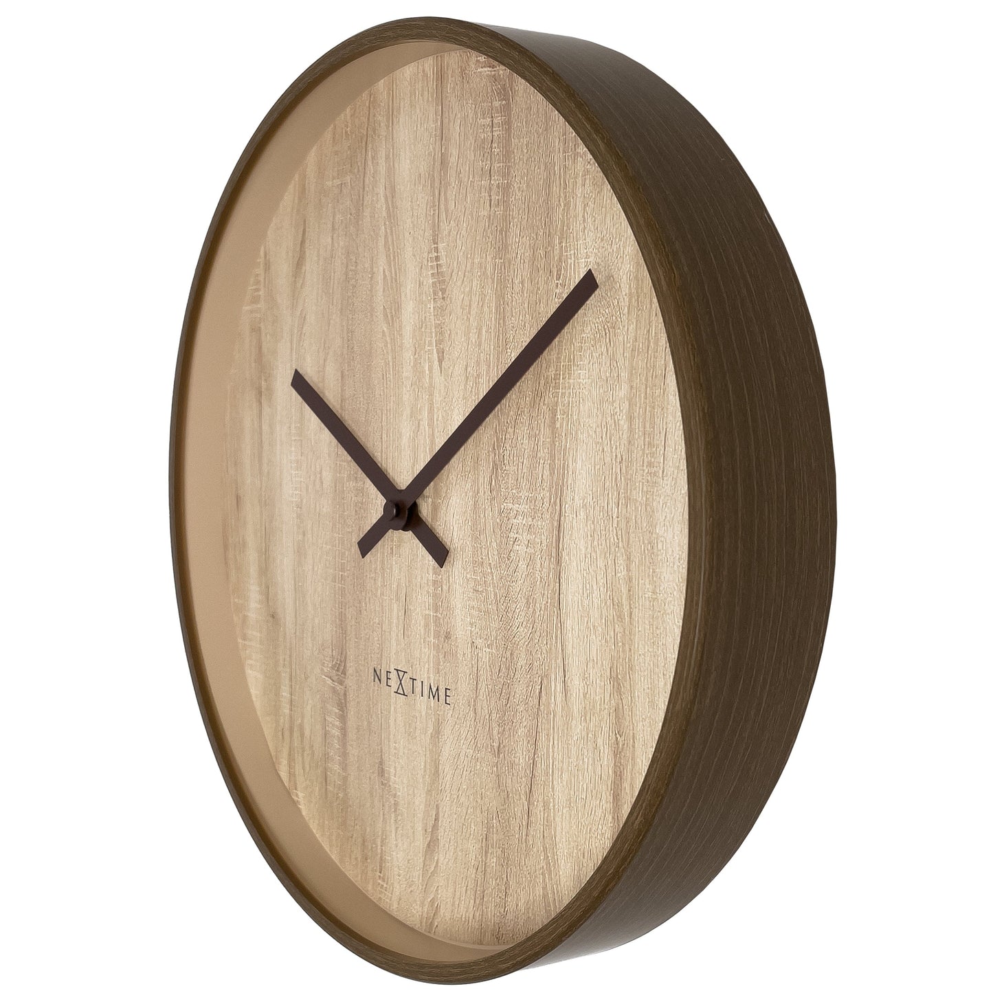 Wall clock 30cm-Silent-Dark Brown/Light Brown-Plastic-NeXtime 'Oslo'