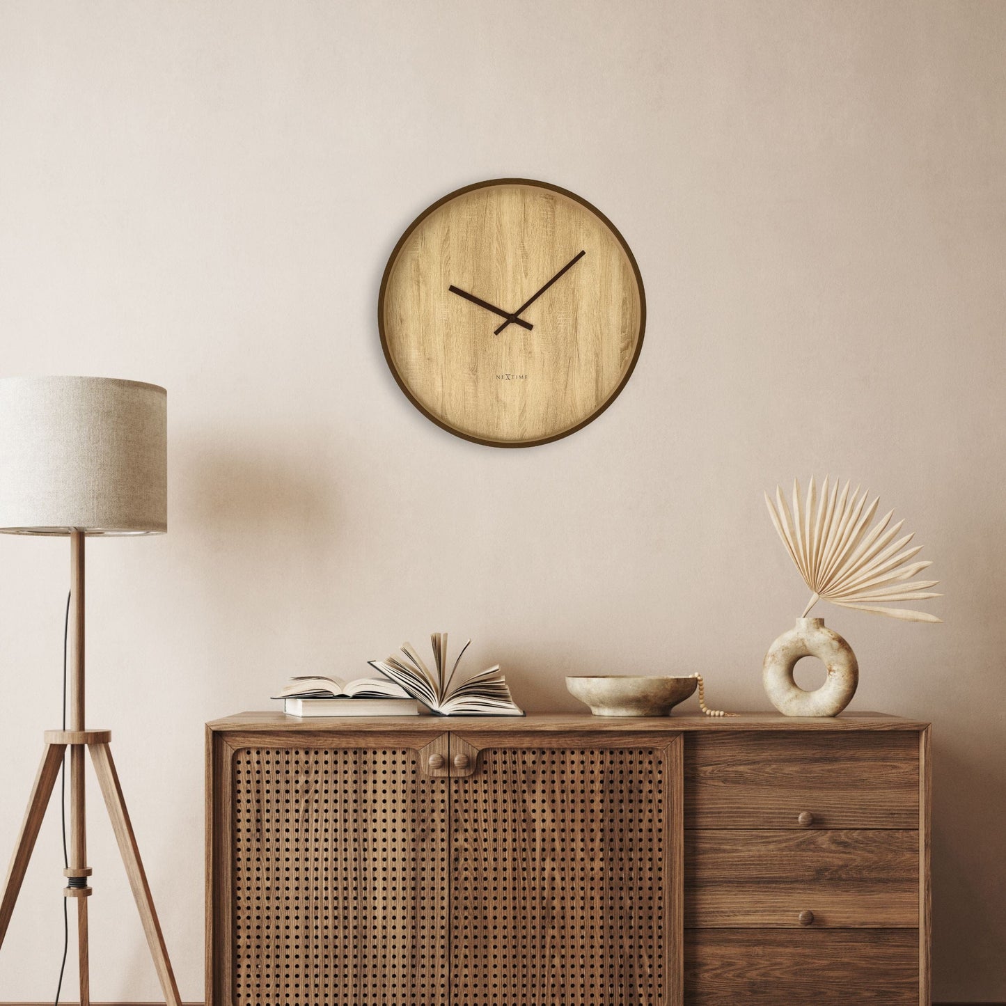 Wall clock 50cm-Silent-Dark Brown/Light Brown-Plastic-NeXtime 'Oslo Large'