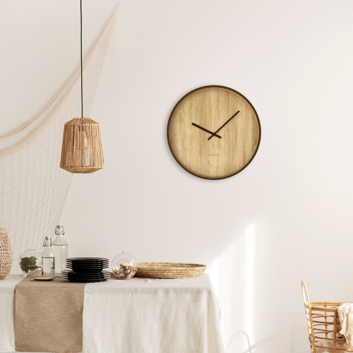 Wall clock 50cm-Silent-Dark Brown/Light Brown-Plastic-NeXtime 'Oslo Large'