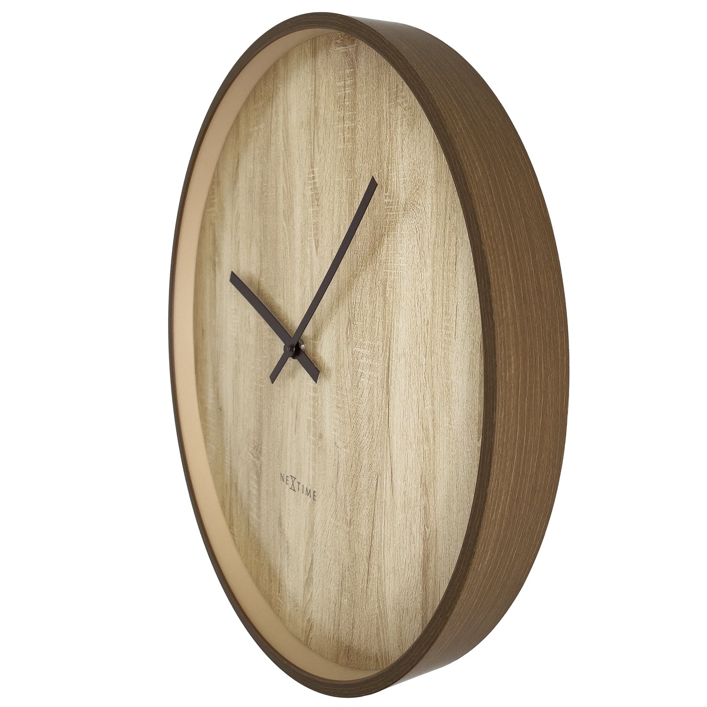Wall clock 50cm-Silent-Dark Brown/Light Brown-Plastic-NeXtime 'Oslo Large'
