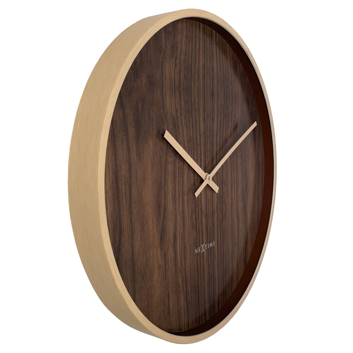 Wall clock 50cm-Silent-Dark Brown/Light Brown-Plastic-NeXtime 'Oslo Large'