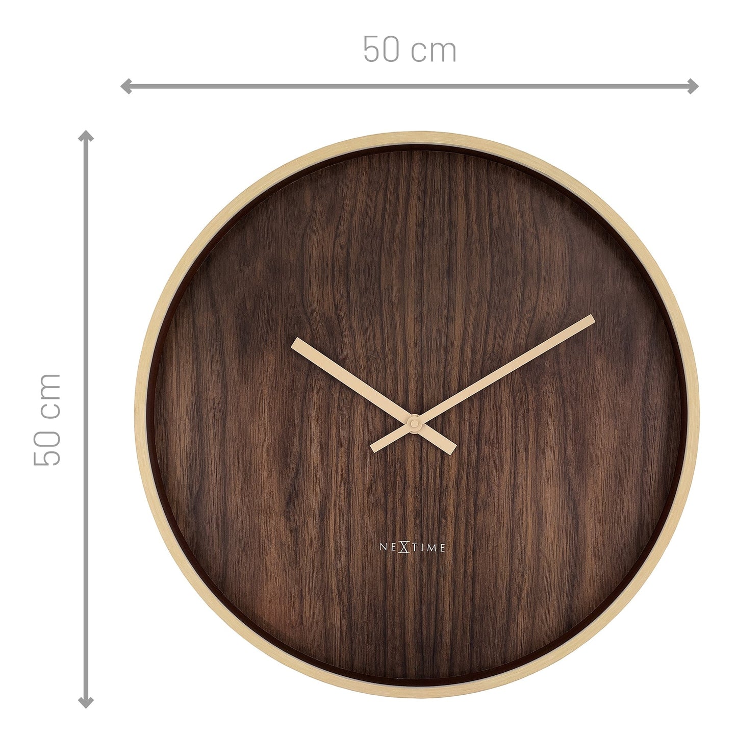 Wall clock 50cm-Silent-Dark Brown/Light Brown-Plastic-NeXtime 'Oslo Large'