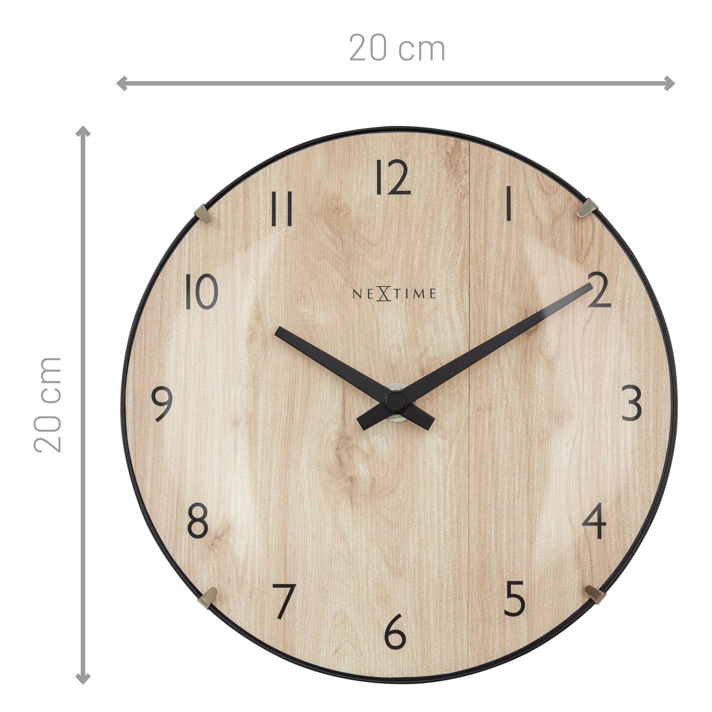 Table/Wall clock 20cm - Domed glass lens - Silent - Light Wood color - Glass - "Edge Wood Mini"