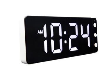 NeXtime digital wall or table clock with white LED display, 27.2x10.8x3cm, made of ABS, showing time on the left side.