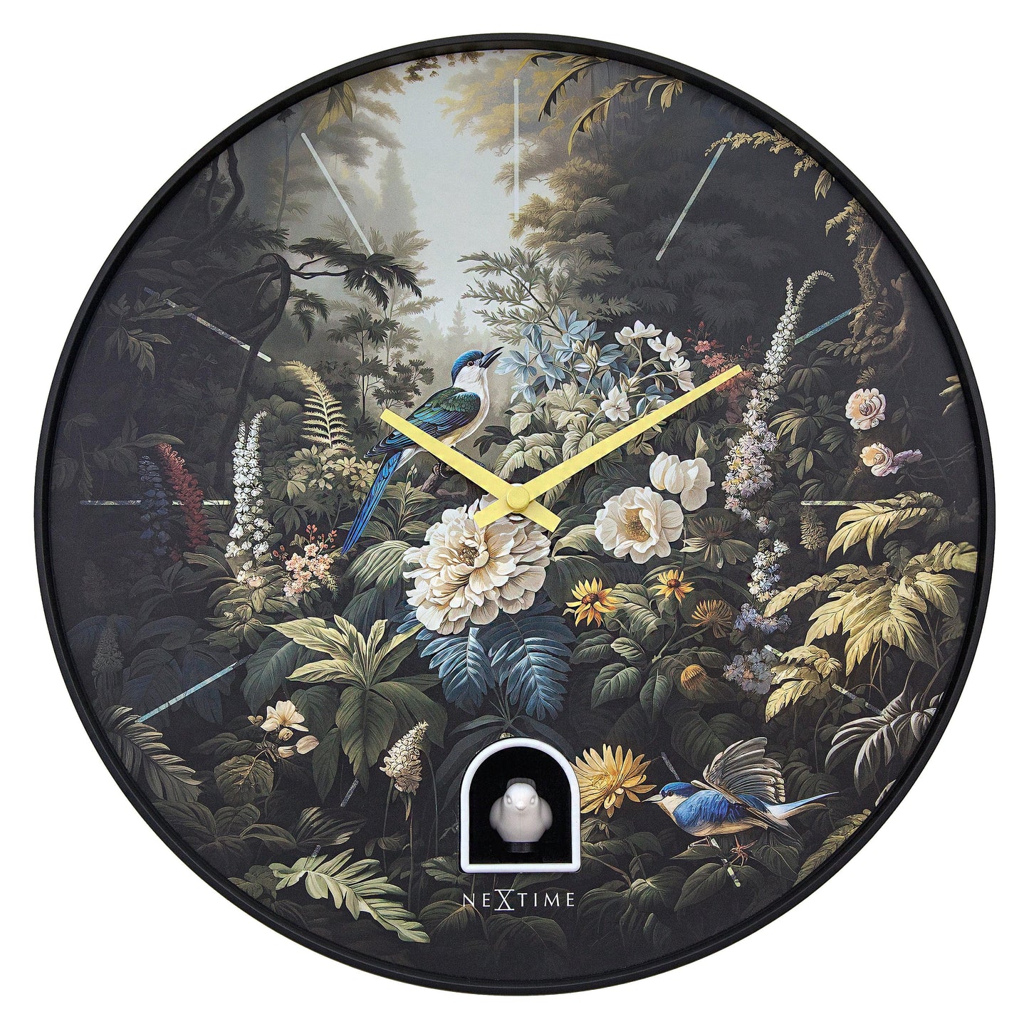 Wall clock 30cmØ - Plastic - Black - Cuckoo - NeXtime 'Vanity Cuckoo'
